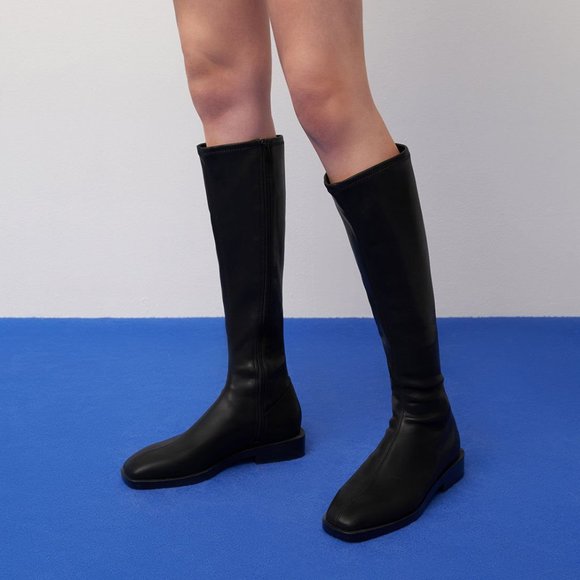 Charles & Keith Knee High Flat Boots - Black - Picture 1 of 6